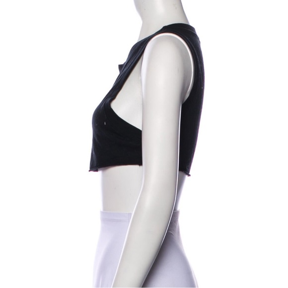 Alo Black Cotton Cropped Top - Picture 2 of 3